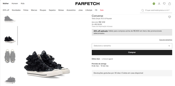 Luxo casual: vendido por R$ 1.512 na Farfetch, o novo Converse aposta em design exclusivo para conquistar as apaixonadas por moda