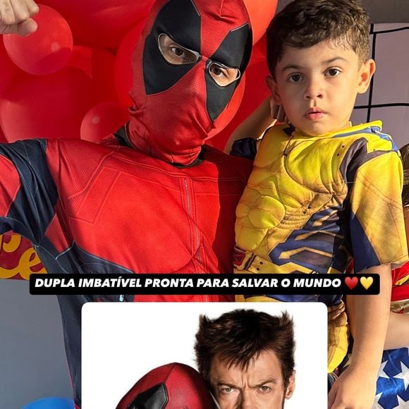 João Gustavo e Léo fantasiados de Dead Pool e Wolverine