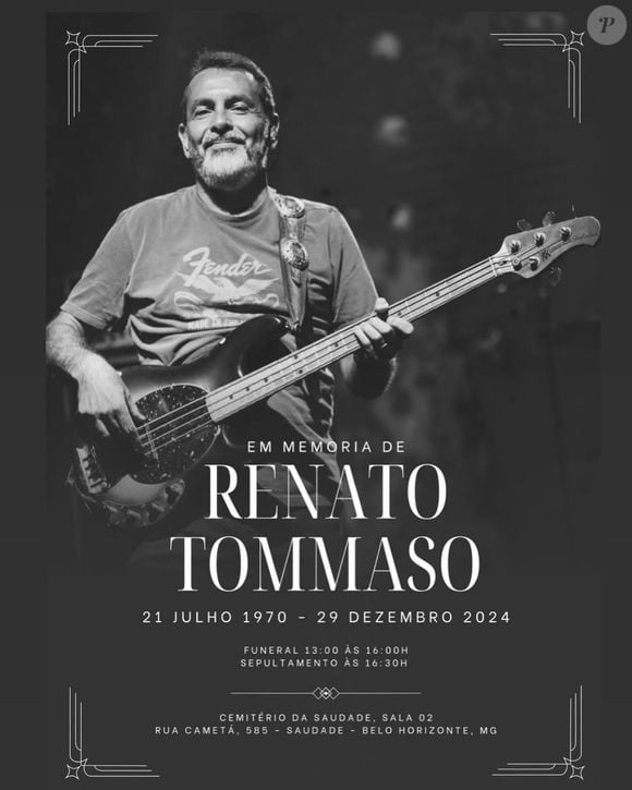 Corpo de Renato Tommaso será velado e sepultado nesta segunda-feira (30), no Cemitório da Saudade, em Belo Horizonte, a partir de 13h