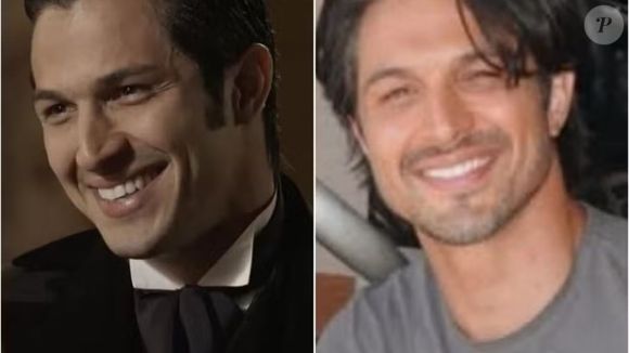 Romulo Estrela em 'Além do Tempo' (Globo, 2015), como Roberto, e com visual atual; hoje, aos 42 anos