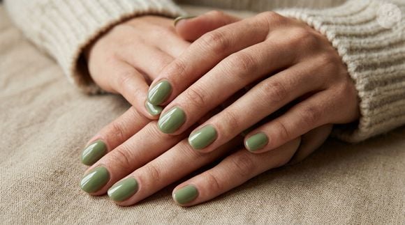 Entre os tons de verde mais populares do momento está o verde matcha, que está voltando com tudo nas unhas em sua versão mais suave e luminosa.