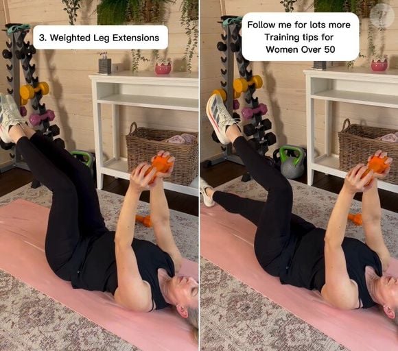 O terceiro, a extensão de pernas com peso (weighted leg extension)