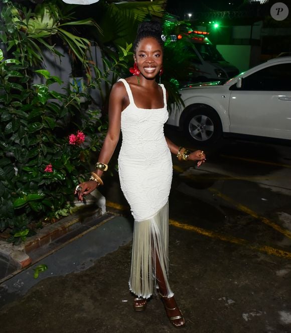 Clara Moneke em festa de confraternização da novela 'Dona de Mim', da TV Globo