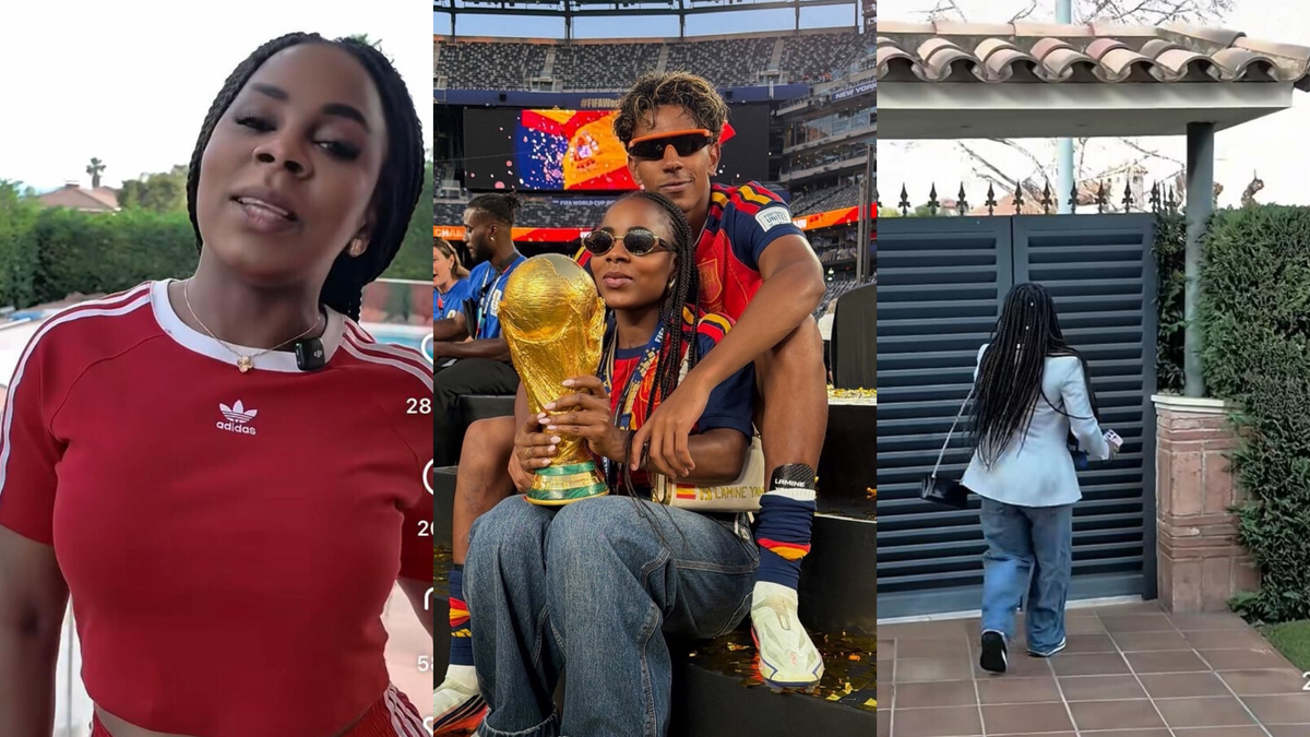É assim o jardim de Sheila Ebana, mãe de Lamine Yamal, campeão do mundo pela Espanha: piscina redonda, varanda grande e um pequeno campo de futebol para Keyne - Purepeople
