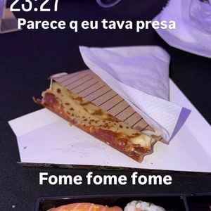 Às 23h27, Virgínia Fonseca publicou imagens de comidas servidas no evento