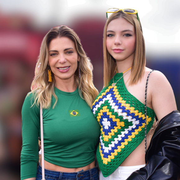 A caçulinha do Xuxa cresceu! Com crochê Brazilcore, filha de Sheila Mello com o atleta surpreende por altura aos 13 anos; mãe e filha combinam looks