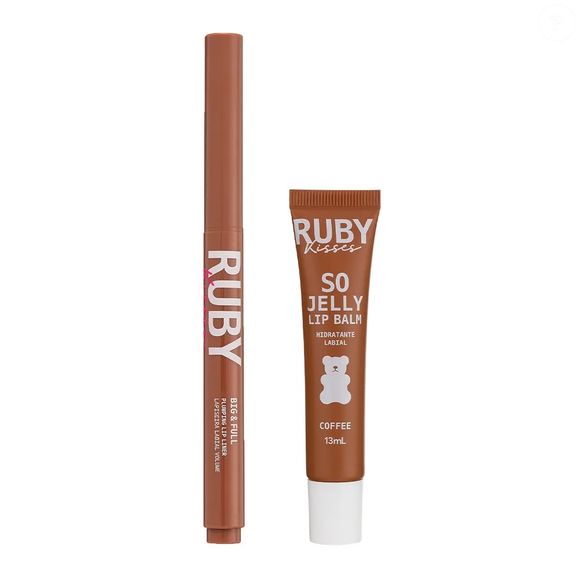 20. Lip Balm So Jelly Coffee + Lapiseira Volume Big & Full Nude Beige (Ruby Kisses) | R$ 76,89
Dupla para definição, hidratação e efeito volumizador nos lábios.