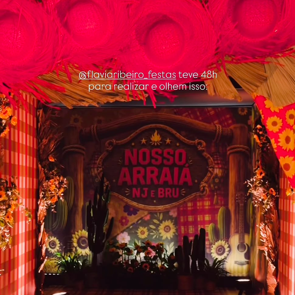 A festa junina de Neymar e Bruna Biancardi foi montada em apenas 48 horas e transformou a casa da família no Guarujá em um arraial completo