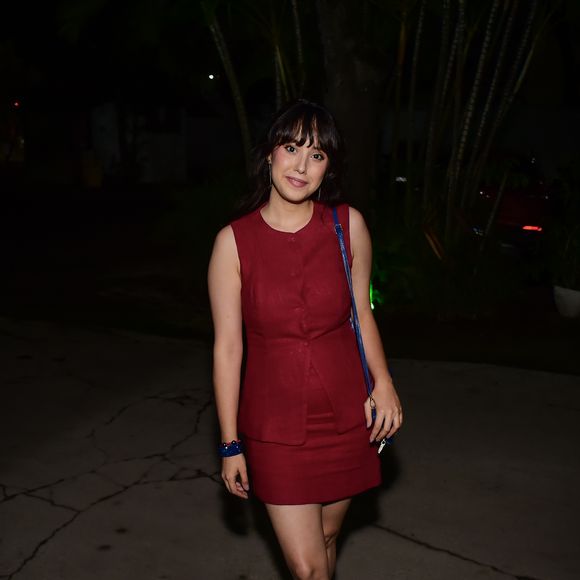 Amara Hartmann em festa de confraternização da novela 'Dona de Mim', da TV Globo