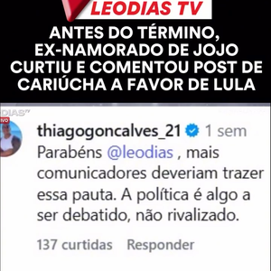 Thiago Gonçalves comentou a publicação de Leo Dias com elogios ao discurso: ‘Mais comunicadores deveriam trazer essa pauta. A política é algo a ser debatido, não rivalizado’