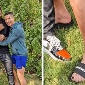 Em 2023, Cristiano Ronaldo já chamava atenção pelo detalhe nos pés. Na época, em um encontro com o lutador Francis Ngannou, as unhas do craque já apareciam pintadas de preto