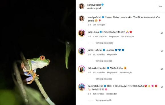 Até a foto de um sapinho postada por Sandy....