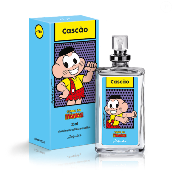 A nova fragrância do Cascão foi criada em parceria com a Givaudan: o perfume traz notas cítricas no topo, lavanda e gerânio no corpo e uma base marcante de cedro, âmbar e musk