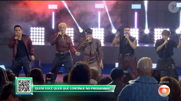 Bruno Gadiol se destacou no ‘Estrelas da Casa 2026’ ao lado de Álec, Filgueira, Gabriel Nandes e Yudchi em uma performance de ‘Treasure’