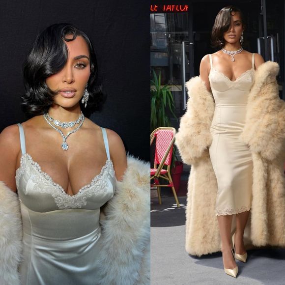Kim Kardashian usa mais de 250 quilates de diamantes e look inspirado em Elizabeth Taylor na Semana de Moda de Paris