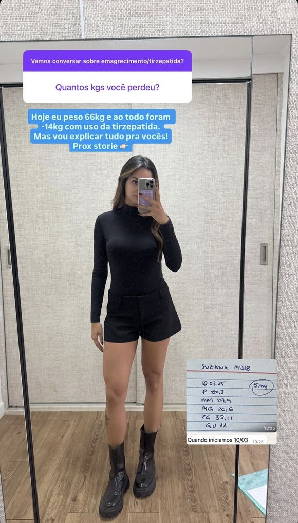 Filha de Kelly Key, Suzanna Freitas perdeu 14 kg com Monjauro e destaca: ‘É um auxílio, mas boa parte do shape que estou construindo é muito por disciplina minha’