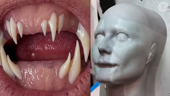 Antes da revelação final, Heidi deixou seguidores em suspense ao mostrar moldes de cabeça e dentes afiados nos bastidores