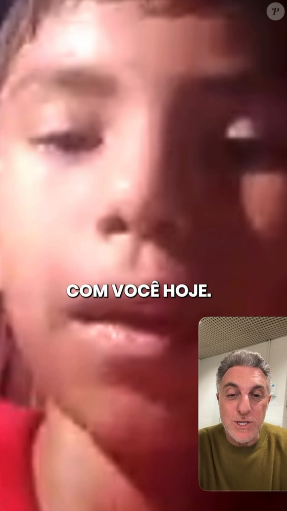 Luciano Huck conversa por videochamada com Matheus, menino de 9 anos que foi constrangido por uma influenciadora após fazer o L em Fortaleza