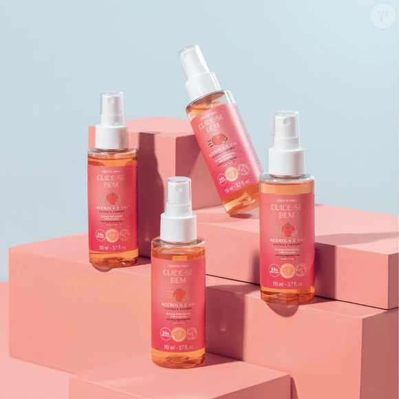 Entre as novidades da linha Cuide-se Bem Acerola e Vai, do Boticário, está uma bruma hidratante para corpo e rosto que ajuda a aliviar a sensação de calor. Segundo a marca, a fórmula revitaliza a pele após os exercícios sem deixar um aspecto pegajoso