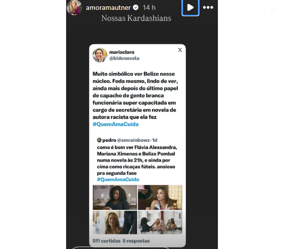 Postagem compartilhada por Amora Mautner sobre Belize Pombal