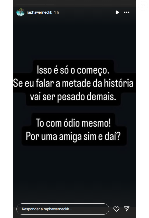 Raphael Verneck disse que o cantor 'finge ser o que não é' e tomou as dores da amiga