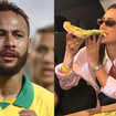 Desejo de grávida? Esposa de Neymar, Bruna Biancardi surge com fatia gigante de pizza e amiga entrega: 'Estava com vontade'