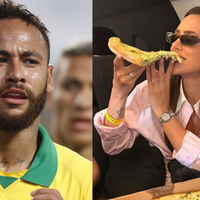 Desejo de grávida? Esposa de Neymar, Bruna Biancardi surge com fatia gigante de pizza e amiga entrega: 'Estava com vontade'