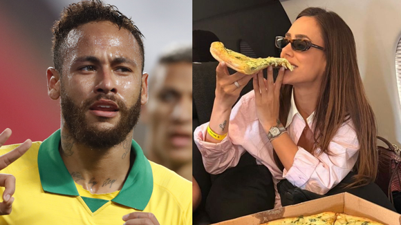 Desejo de grávida? Esposa de Neymar, Bruna Biancardi surge com fatia gigante de pizza e amiga entrega: 'Estava com vontade'