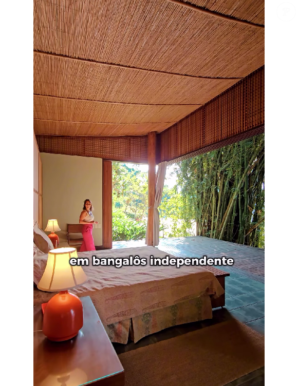 As suítes que fazem parte da mansão, que foi vista recentemente em cenas da novela 'Vale Tudo', são bangalôs independentes, com vista direta para a natureza.