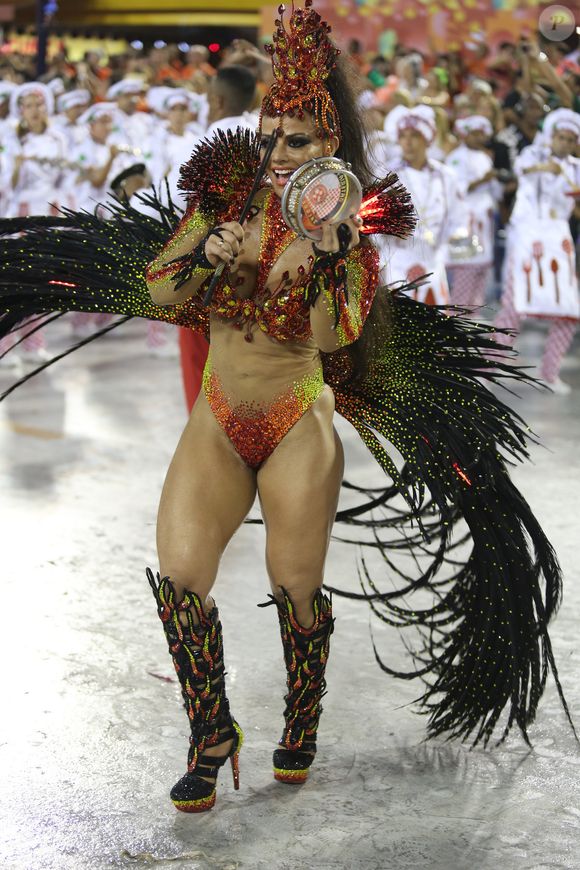 Em 2015, Viviane Araújo voltou a apostar em um body para desfilar, mas desta vez com mais transparência e plumas simbolizando 'asas' nas costas