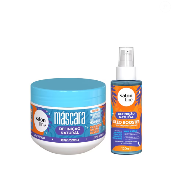 Kit Salon Line Definição Natural Óleo Booster e Máscara de Tratamento | R$ 58,95 - Dupla voltada para hidratação intensa e controle de frizz, com água de coco, hibisco e blend de óleos