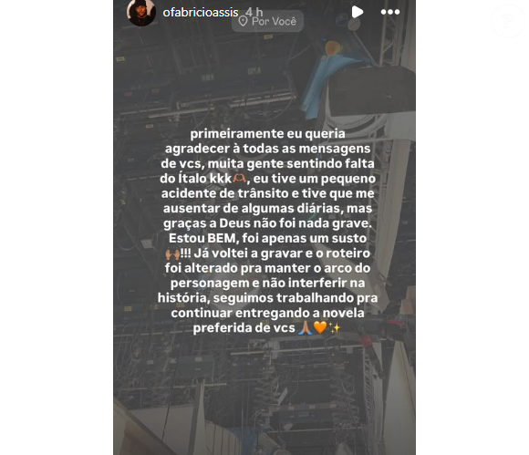 Fabricio de Assis deixou um comunicado em suas redes sociais