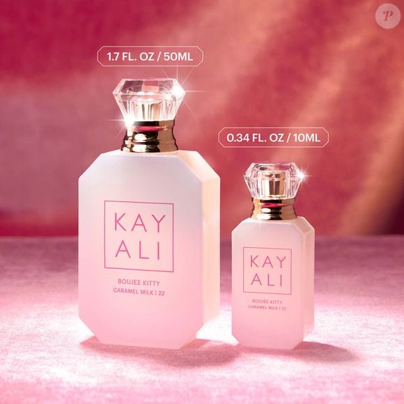 O Boujee Kitty Caramel Milk | 22 também pode ser usado em layering, técnica de combinação entre fragrâncias, e a KAYALI sugere misturá-lo com perfumes como Vanilla Candy Rock Sugar | 42, Yum Boujee Marshmallow | 81 e Freedom Musk Santal | 34