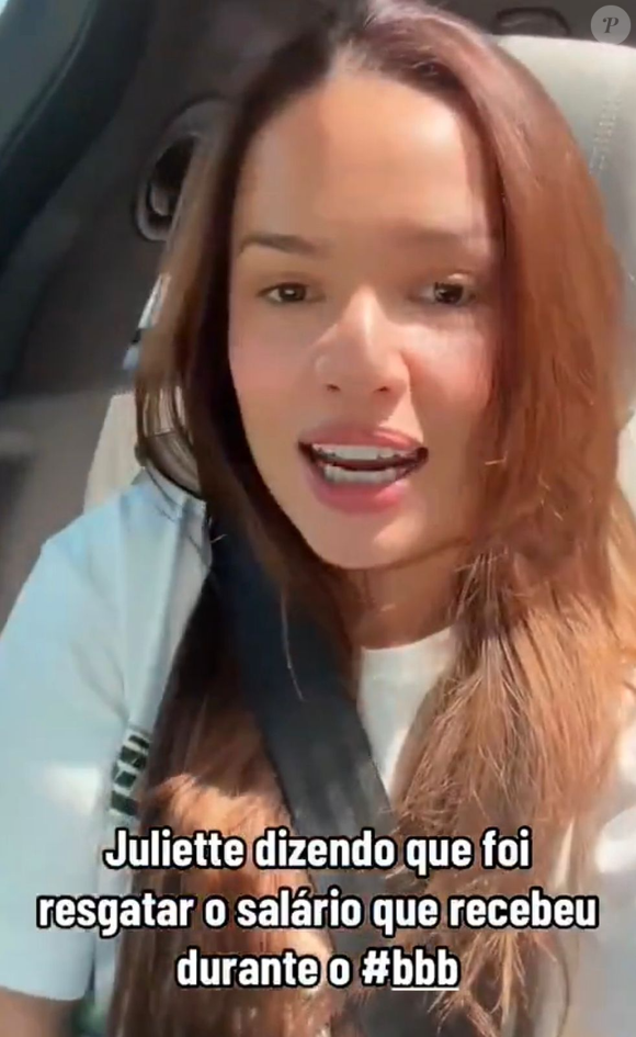 Juliette, campeã do BBB 21, revelou que só foi sacar anos depois o dinheiro recebido durante o reality show