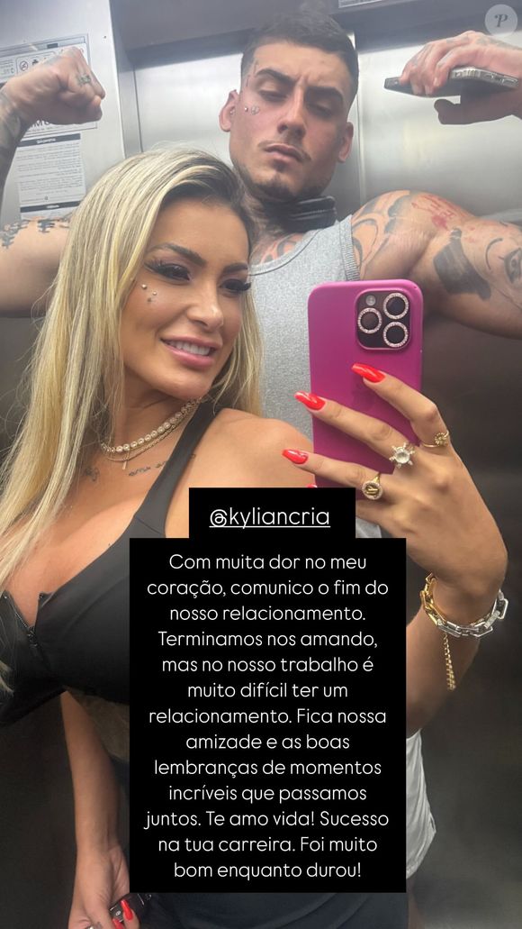 Andressa Urach revelou fim do namoro com o modelo Kylian: é a quarta separação da atriz pornô desde 27 de setembro de 2024
