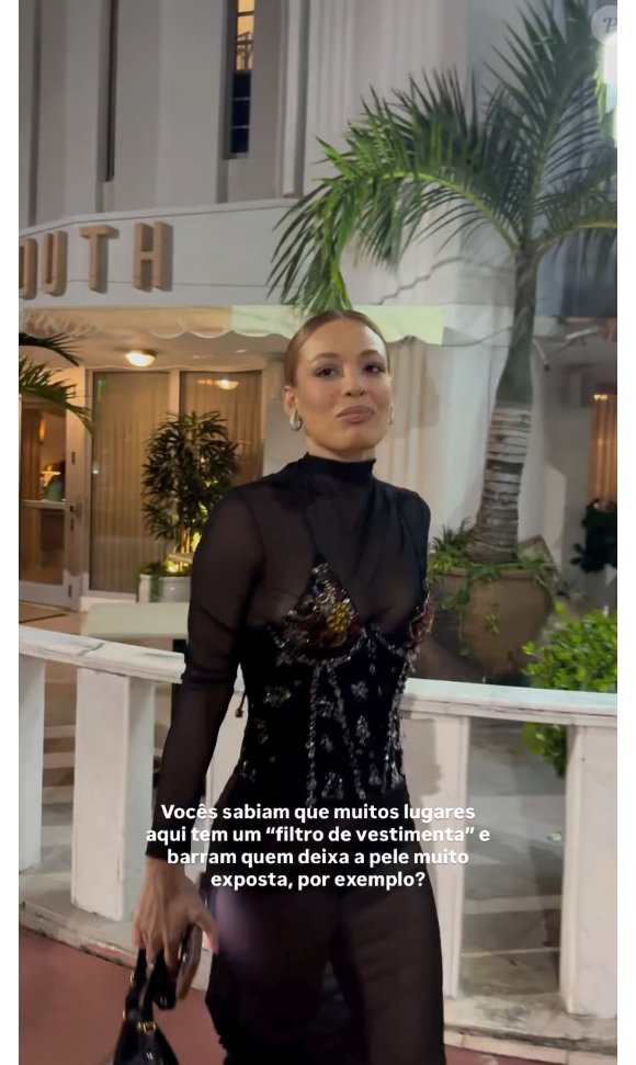 Transparência do look fez Bia do Brás e seu amigo serem barrados de um restaurante em Miami