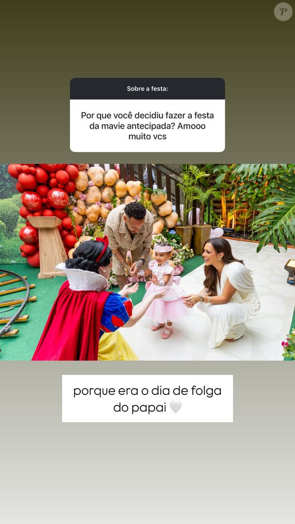 Bruna Biancardi também revelou que a data escolhida para a festa foi exatamente o dia de folga de Neymar