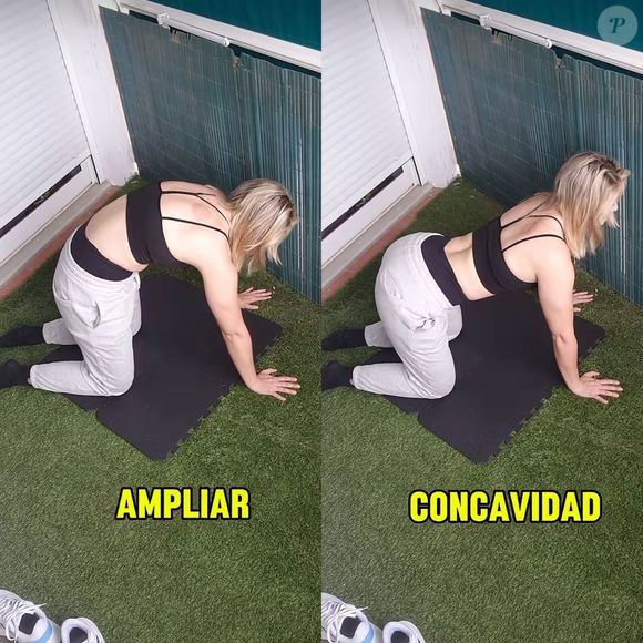 Exercício quatro apoios ou posição do gato alonga a coluna lombar para cima e para baixo, aliviando a tensão existente no local.