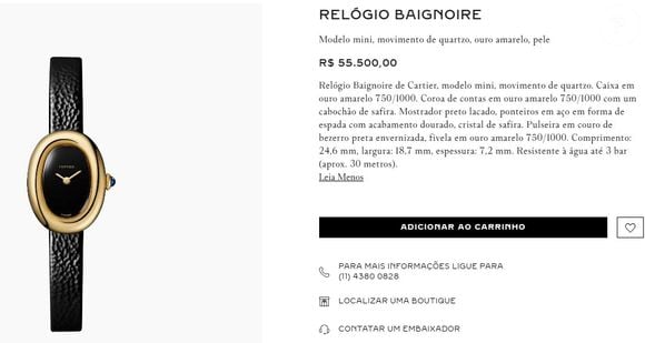 Feito em ouro amarelo e couro de bezerro, o relógio de Virgínia custou R$ 55.500