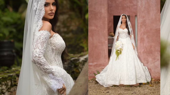 Vestido de noiva com renda, mangas longas e cauda volumosa: Isabella Arantes rouba a cena em casamento com Gabriel Medina prestigiado por Neymar e Bruna Biancardi; fotos