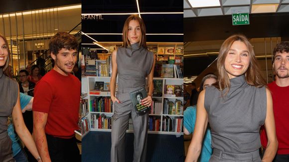 Sasha Meneghel prova o poder da alfaiataria monocromática em look cinza no lançamento de livro do pai, Luciano Szafir