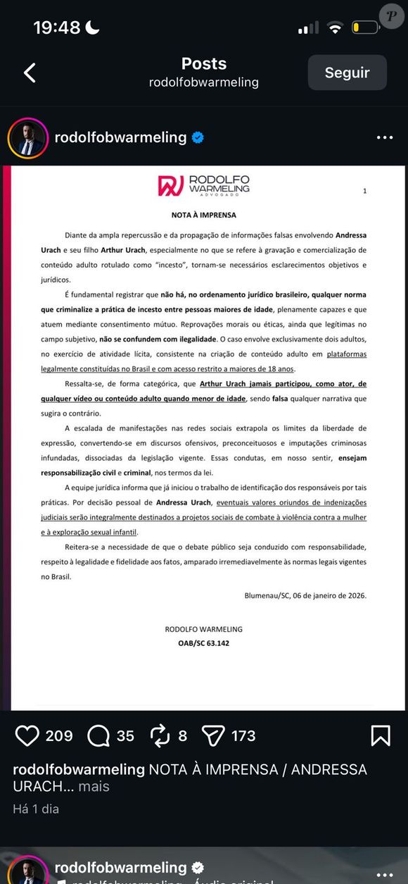 Andressa Urach pode ser presa? Advogado explica o que diz a lei após polêmica envolvendo anúncio de conteúdo adulto com o filho