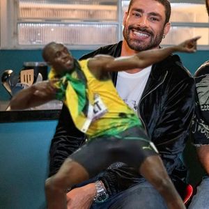 Usain Bolt participa de 'Vale Tudo' em ação comercial ao lado de César (Cauã Reymond) e Olavo (Ricardo Teodoro)
