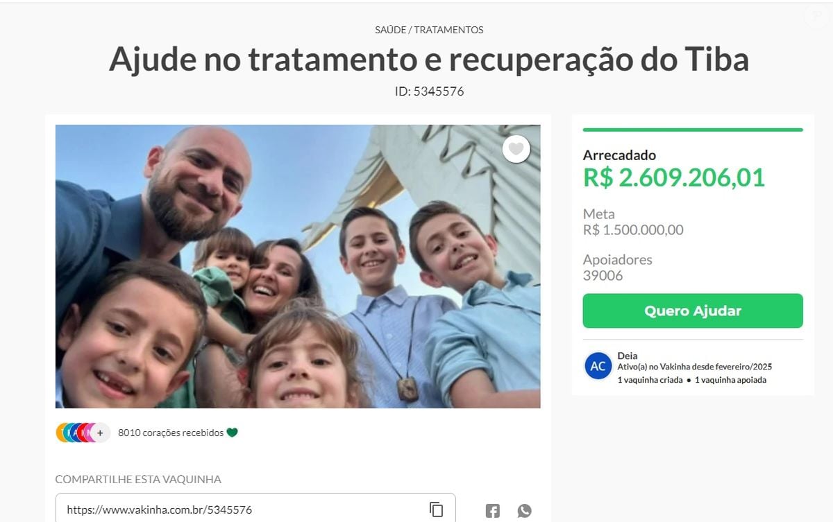 Foto: Tiba Camargos vai passar por segunda cirurgia na cabeça após ...