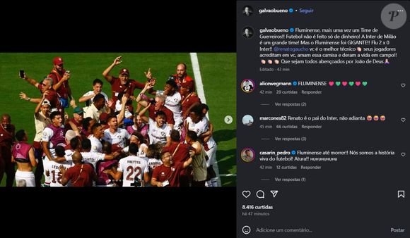 Galvão Bueno elogia Fluminense e exalta Renato: “Time de guerreiros”