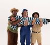 Da esquerda para direita: Ailton Graça (Mussum), Felipe Rocha (Dedé Santana), Gustavo Nader ( Zacarias) e no colo Gero Camilo (Didi) são os 'Os Trapalhões' no filme 'Mussum - O Filmis'