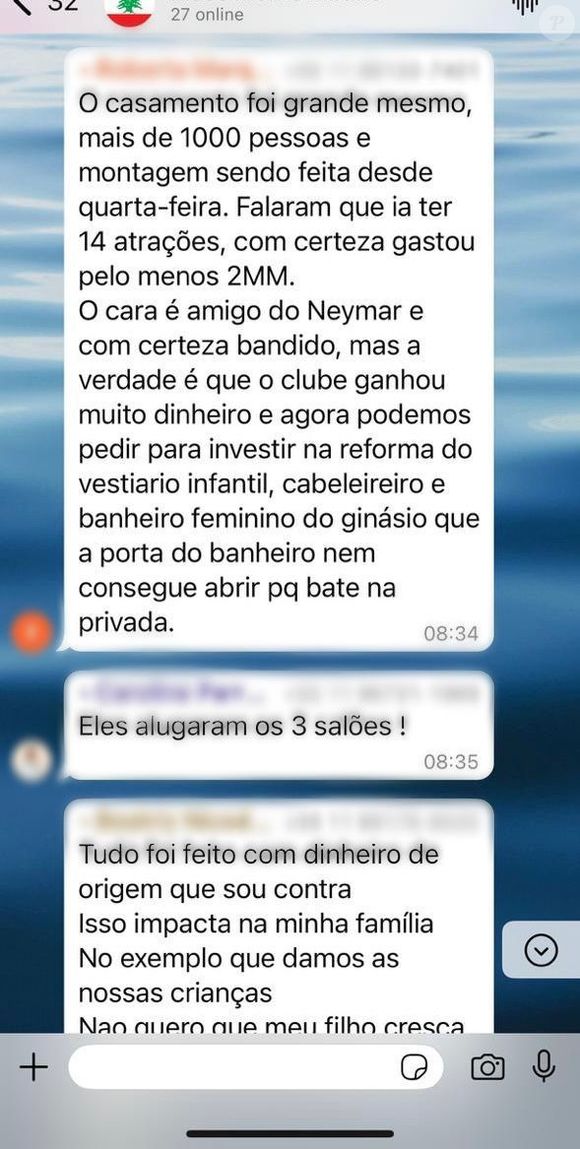 'O cara é amigo do Neymar e com certeza bandido', acusou uma das pessoas no grupo do clube