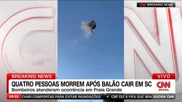Balão cai em Praia Grande (SC): 21 pessoas estavam a bordo quando houve o incêndio seguido de queda