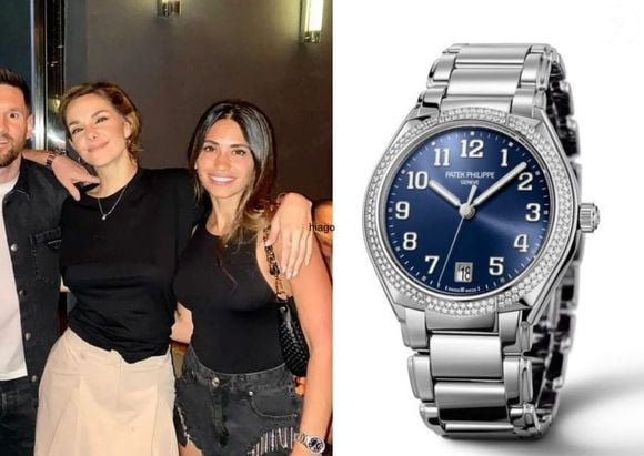 Em uma saída ao Sky Trade Bar, em Buenos Aires, Antonela Roccuzzo foi fotografada usando um Patek Philippe 7300, conforme destacou a revista CARAS