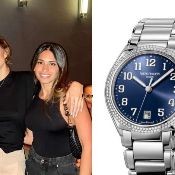 Em uma saída ao Sky Trade Bar, em Buenos Aires, Antonela Roccuzzo foi fotografada usando um Patek Philippe 7300, conforme destacou a revista CARAS